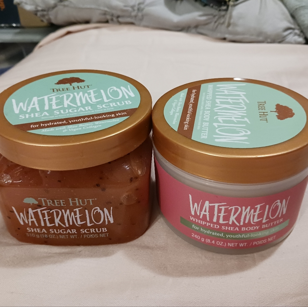 NEW!! TREE HUT Watermelon Scrub (18oz) And Whipped Butter Cream (8.4oz)